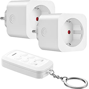 DEWENWILS Funksteckdosen mit Fernbedienung, 16A 3680W Funksteckdosen-Set, Programmierbar & Erweiterbar, Funksteckdosen 2er für Feiertagsdeko, 30M Reichweite, Weiß