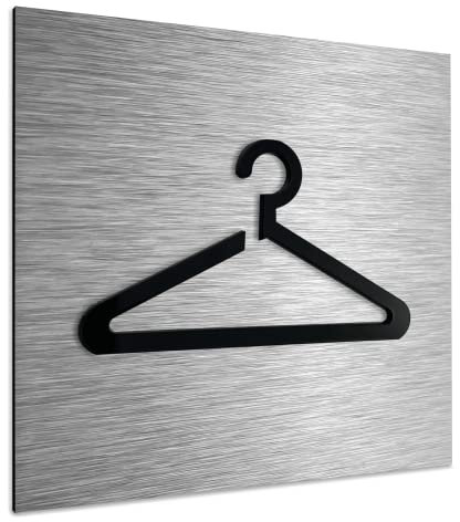 ALÚMADESIGNCO Cartel Vestidor - Carteles Vestidores - Señales para puerta - Moderno Guardarropa Señal - Vestuario Pictograma - 120 x 120 mm autoadhesivo - Carteles para hotel y oficina