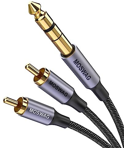 MOSWAG 1/4 a RCA Cable, cuarto de pulgada TRS a RCA Audio Cable 6.35mm Stereo Jack a Dual RCA Insert Cable Y Splitter Cable