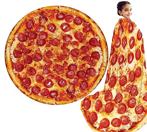 Vesone Pizza Decke, Eierwaffeln Decken, Runde Kreative Weiche Doppelseitige Flanell Überwurfdecken, Neuheit Dekorativer Teppich Strandtuch Teppich für Zuhause, Schlafzimmer, Sofa, im Freien