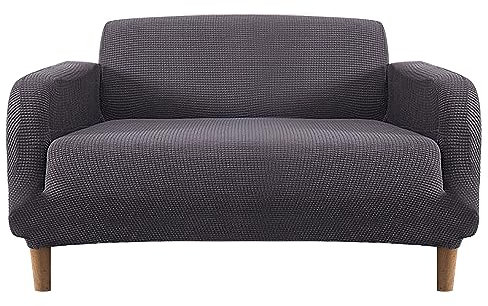 Super Stretch Sofabezug,Sesselbezüge,Sofabezug Stretch Couchbezug Elastischer Antirutsch Stretchhusse, Waschbar Modern Sofa Cover Für Haustiere,sesselbezug Schonbezug für Sofahalter (2 Sitzer, Grau)