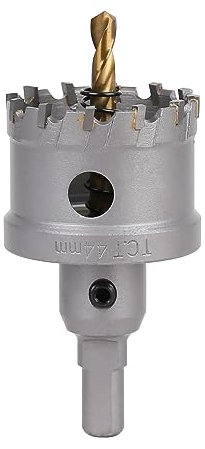 Vearter TCT Hole Saw, 44mm Carbide Bit with Pilot Drill, Cutter for Hard Metal, Stainless Steel, Mild Steel, Aluminium Alloy, Copper, Iron, Plastic and Fiberglass