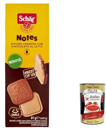 Italian Gourmet SCHÄR Italian Gourmet Notes biscotti senza glutine crema | Knusprige Waffeln mit zartem Kern; dolce snack per pausa caffè, pratico da, Gesamtnettogewicht 243 g + Kostenlos Polpa 400g