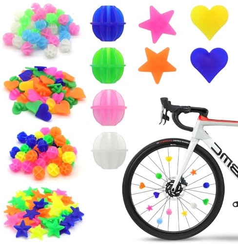 GOIYZTTR 216 Piezas Cuentas de Radios Reflectantes de Bicicleta Multicolor Decoraciones de Radios de Bicicleta para Bicicleta de Niños