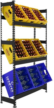 Simonrack Getränkekistenregal, 9 Kästen, Flaschenregal, Getränkekistenhalter, Kistenregal, Antracite - Simonbottle