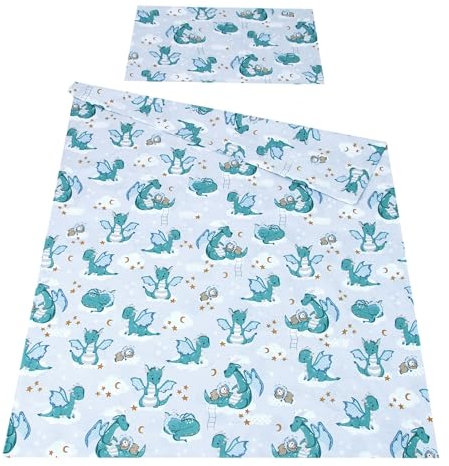 Babylux Bettwäsche Bezug 2 TLG. 100 x 135 cm / 90 x 120 cm Kinderbettwäsche Bettwäsche Kind Bettset Baby Babybettwäsche (130. Dino, 90 x 120 cm)