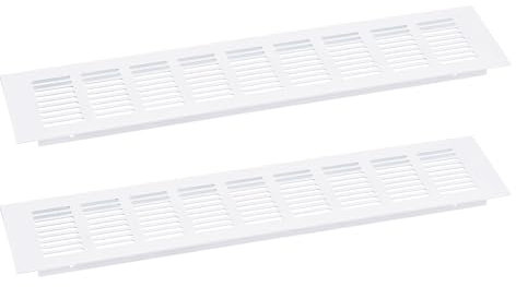 sourcing map Cubierta de ventilación de aire, 2 unidades, 400 x 100 mm, cubierta de ventilación de malla de aleación de aluminio, rejilla de ventilación rectangular para armario de zapatos (blanco)