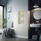 Warmehaus 800 x 450mm Brushed Brass Flat Designer Heated Towel Rail Radiator - Best for any Bathroom & Kitchen - D Shape Bars
