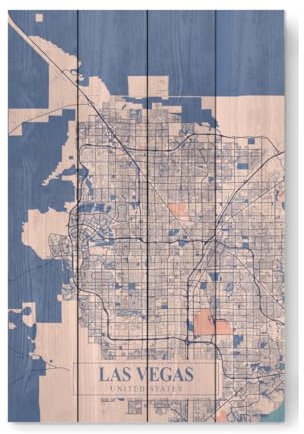 artboxONE Holzbild 60x40 cm Städte/Las Vegas Las Vegas Map von Künstler Webwald