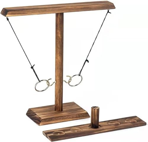 GERUI Ring Toss Game, Tischplatten-Ringwurfspiele,Handgemachte hölzerne Ringwurfhaken, Premium Ring Toss Game, Ringwurfspiel für Kinder und Erwachsene