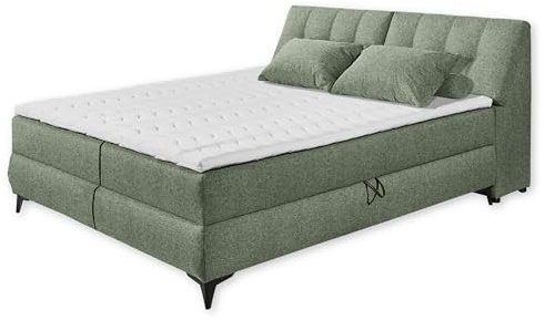 ATLANTIS 6 Boxbett 180x200 in Olive - Bequemes Doppelbett mit Bettkästen und Kaltschaum Topper - 185 x 102 x 240 cm (B/H/T)