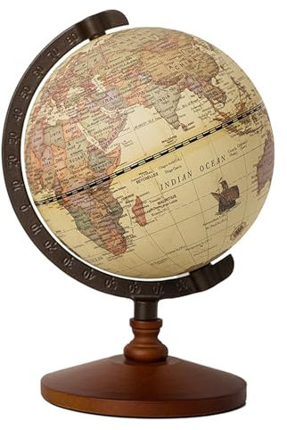 Retro-Weltglobus mit Holzsockel, Vintage-3D-Weltkarte, 360° drehbarer Globus, maßstabsgetreue Halterung, 4 Größen, 20 cm Form ist Metallhalterung (Size : 14cm)