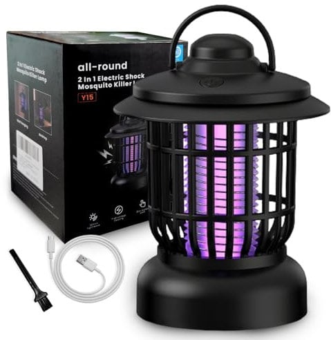Lampe Anti Moustique,Zapper Anti-Moustique électrique 2-en-1 Mural et de Bureau,3000V Rechargeable USB Piège à Mouche,Lampe 360 ° UV Électrique Anti Moustique Sûr et Efficace