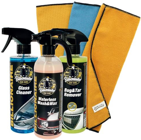 S SUMEX Pack Billionaire Exterior Impecable Kit Limpieza Compuesto por 3 Productos Limpieza en Seco Glass Cleaner y Limpia Insectos Incluye Pack 3 Paños Detailing