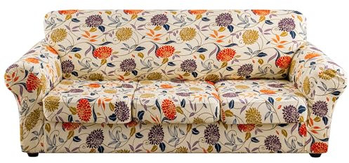 ARNTY Stretch-Sofabezüge für 1/2/3-Kissen-Sofa-Sofa-Möbel-Schonbezüge mit verbessertem, dickerem Jacquard-Stoff (Blumenranken, 2 Kissensofa Sofabezüge)