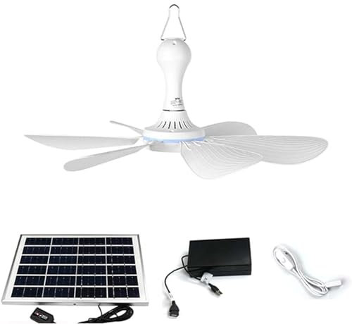 LYCDPYCD Ventilatore Solare con Cavo di Accensione Piccolo Ventilatore da Soffitto Usb con Pannello Solare da 6W/10W 6 Pale a Innesto Piccolo Ventilatore in ABS Per 5-10 Metri Quadrati(6W)