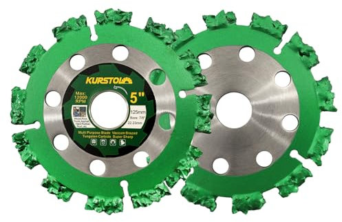 KURSTOL Trennscheibe für Wurzeln 125mm- Premium Qualität Hartmetall Trennscheibe 2 Stück 125mm x 22.23mm Schneiden für Baumstamm, Holz, Hartgummi, Kunststoff