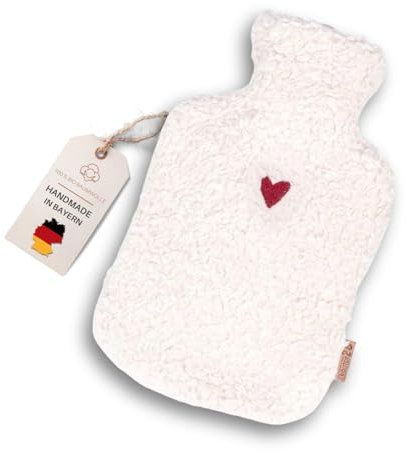 kontor28 - kuschelige TEDDY Wärmflasche mit Bezug aus super weicher 100% Bio-Baumwolle, handgefertigt Made in Germany, auslaufsicher, geruchlos und schmerzlindernd für Kinder/Erwachsene - 2,0 Liter