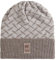 KNIT FACTORY - Dusk Mütze - Strickmütze für Damen und Herren - Beanie - Herbst & Winter Essentials - Wintermütze mit Karomuster - Mütze mit Wolle - Hochwertige Qualität - Marron/Iced Clay