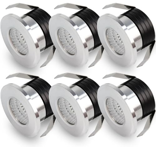 yeerockal Set da 6 Mini Faretti da Incasso Faretti Piccoli da 3W Faretti LED da Incasso Adatti per Stanze con Vetrine Illuminazione Fai da Te per Mobili da Soffitto (Argento)