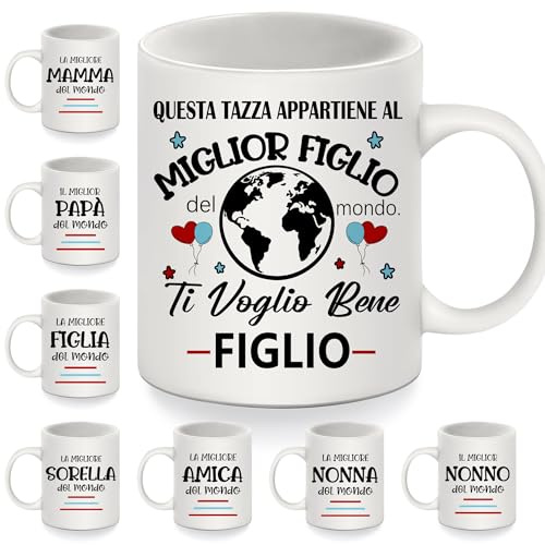 Bommex Questo Cuscino Appartiene al miglior Figlio del mondo Tazza per Figlio da mamma papà compleanno regalo di Natale figlio Tazzine da Caffè (figlio-2)