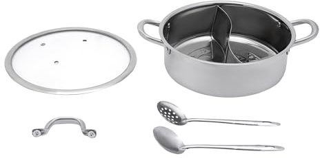 Hot Pot Topf, Chinesischer Edelstahl - Hot Pot mit praktischer Trennwand und Kochgeschirr, geeignet für Induktionsherd, Gasherd, Elektroherd und Cerankochfeld(28cm)