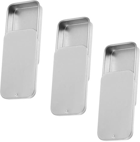 JIYIN 3 Stück Kleine Metallbox-Behälter, 6x3,3x1cm Kleinen Blechdosen Rechteckig Dosen Leere Metallbehälter mit Schiebedeckel Klein Schachtel mit Deckel für Süßigkeiten Schmuck Basteln Pillen(Silber)