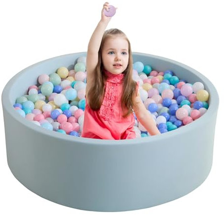 Zedachica Ball Pit for Toddlers 1-3 Memory Foam Ball Pits 35.4''x11.81'' Round Play Ball Pool For Children for Girls and Boys (Baby Blue, NO Balls)