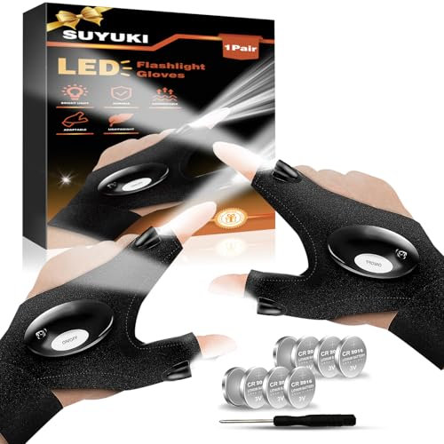 AUTTOYS Gifts for Men, LED Gloves with Light, Gifts for Dad, Stuffers Gifts for Men Adults, for Him Birthday Gifts for Men Gifts for Men Dad Fishing Camping Accessories