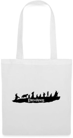 Spreadshirt Der Herr Der Ringe Logo, Gandalf Und Die Gefährten Stoffbeutel, One size, Weiß