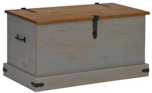 vidaXL Storage Chest HALDEN Grey 91x48x47 cm Solid Wood Pine