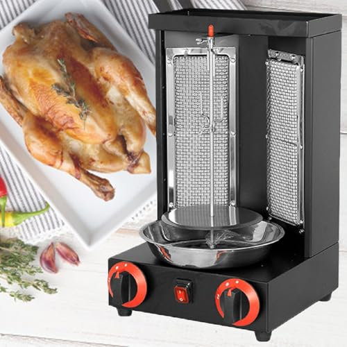 RôTissoire Verticale Rotative à Gaz Pour RôTisserie, Four à RôTisserie Pour Barbecue, Avec 2 BrûLeurs Pour RôTi De Poulet, RôTi De Dinde, Tacos, RôTi,Black-220V