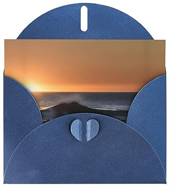 Blaue elegante Grußkarte mit Aufschrift Last Sun Rays of Over The Sea Waves mit leeren Karten und Umschlägen, perfekt für Geburtstag, Hochzeit, Braut und mehr