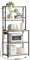 WOLTU Scaffale da Cucina a 6 Livelli con Prese di Corrente, Scaffale per Microonde con Struttura in Metallo e Piano di Lavoro Aperto, Nero+Rovere Chiaro, 80x39,5x167cm