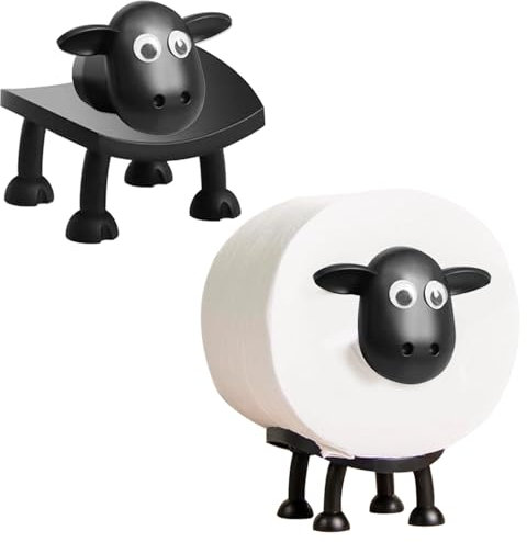 Toilettenpapierhalter Schaf, Klorollenhalter, Ersatzrollenhalter für 38 und 42mm Rollen, Perfekt als Deko für Toilettenpapier, Klorollenhalter, Klopapierhalter oder als Geschenk - Emma, Dori & Flocke
