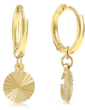 Made by Nami Set Mandala Ohrringe Gold Hängend mit mit Sonnen Anhänger aus Chirurgischem Edelstahl Schmuck Damen Hypoallergen & Wasserfest Boho Schmuck Damen