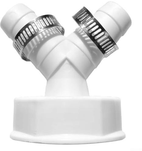 ZWEquipint Plastic Y Hose Adapter Double Connection 1.5 Inch Washing Machine Dishwasher Drain Pipe Connector With Clamps And Seals