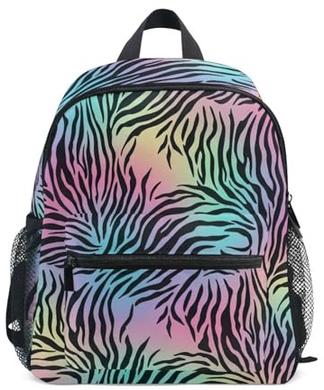 RPLIFE Schwarzer Zebra-Pastell-Farbverlauf, Kleinkind-Rucksack für Mädchen, Jungen, Kinderrucksäcke mit Namensschild, Reiserucksack, 3–8 Jahre, Schwarzes Zebra-Pastell-Farbverlauf, Medium, Niedliche