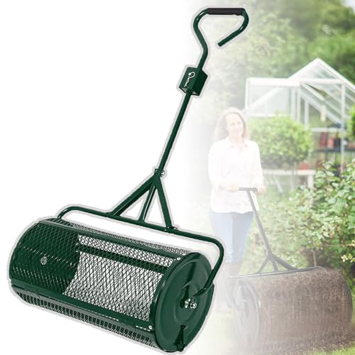 LISTaRSw Kompoststreuer (32 X 60 cm) – Robuster Korbschieber Aus Metallgeflecht, Torfmoos-Güllestreuer, Zum Pflanzen, Rasen, Gartenpflege Green