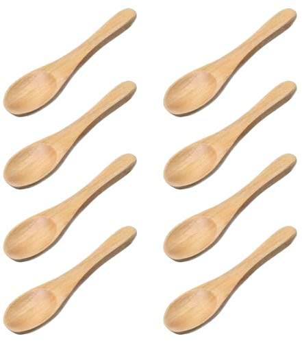 8 Pcs Small Wooden Spoons 3.7inch Mini Nature Wooden Spoon Ice Cream Spoons Handmade Mini Spoon for Sauces Honey Tea Coffee