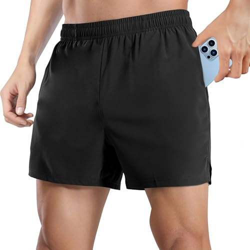 BSBUY Herrshorts, snabbtorkande sportshorts, lätta och andningsbara elastiska shorts, shorts för träning, träning, löpning, gym