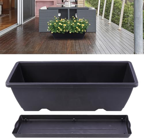 WHAMVOX Planter Container with Drainage Hole Rectangular Plastic Black