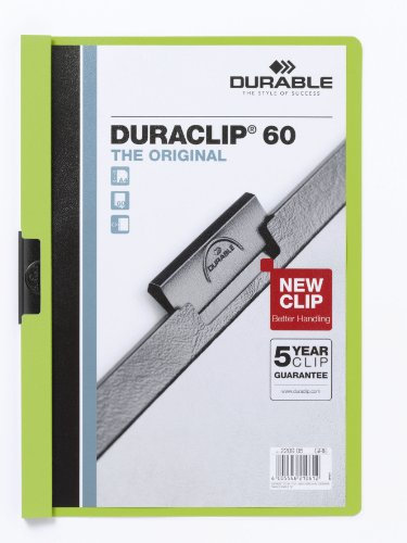 Durable Klemm-Mappe Duraclip Original 60 (für 1-60 Blatt A4), 25 Stück, grün, 220905