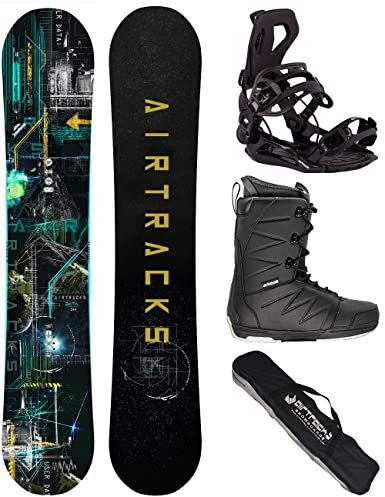 Airtracks Herren Snowboard Set Board Data Wide Freestyle Freeride 160 - Softbindung Master - Softboots Star Black 47 - SB Bag