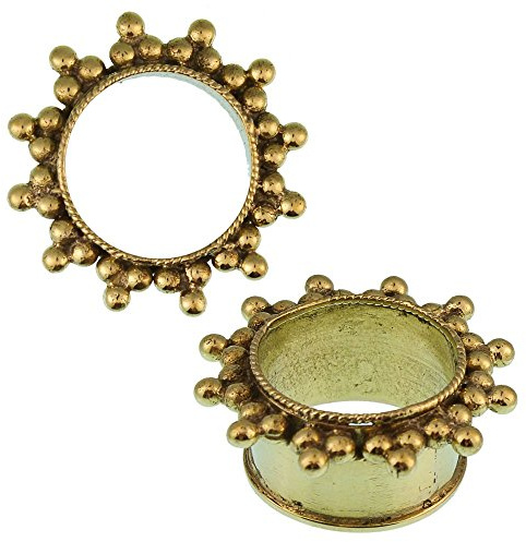 Chic-Net Brass Tunnel Seil Sonne antik Gold nickelfrei Plug Organic Messing Expander Ohrschmuck
