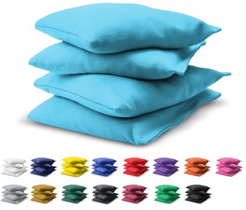 GoSports Cornhole-Wurfsäckchen, Set mit 4 Stück, Design gemäß Regelvorgaben, für jedes Wetter geeignet, Hellblau