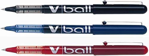 Pilot V-Ball 0.5 Liquid Ink Rollerball Pen Wallet of 3 - Assorted Colours