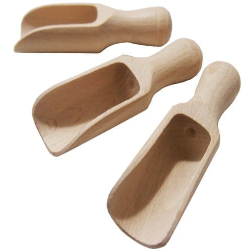 efo Ensemble de 3 cuillères en Bois Pratiques - Cuillères Multifonctionnelles - Cuillères à Sel et à Épices en Bois – Cuillère à Sel de Bain Rustique - Pelle à Graines en Bois - taille moyenne 10.5cm