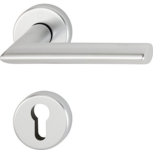 HOPPE 2811114 Drückergarnitur Stockholm mit Rosetten PZ (Profilzylinder), silber eloxiert