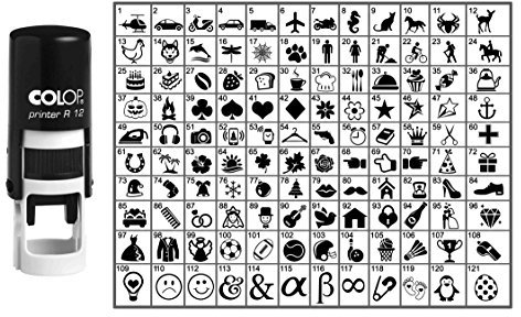 Choose Your Personalized Icon Round Rubber Stamp Self Inking COLOP Mini Stamper 12 mm-Black Ink